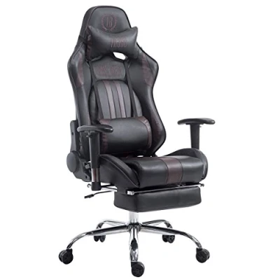Image de Fauteuil de Bureau XL Limit en Similicuir, Chaise Travail Gaming Rembourrée Hauteur Ajustable, Couleur:Noir/Marron, Repose Pieds:avec Pieds