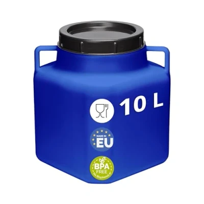 Image de Garronda 10 Liter Récupérateur d&#039;eau de Pluie Carré BPA Free avec Couvercle Réservoir pour Choucroute et Salaison GD 0088, Bleu