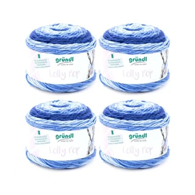 Image de Gründl Fil à crocheter et Tricoter Lolly Pop (Fil Universel 100% polyacrylique Lavable semblable de la Laine, 150 g / 240 m, Taille des Aiguilles : 5 6, 4 x g), 24 10 cm