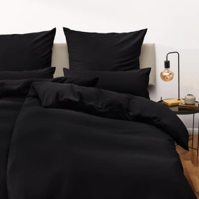 Image de Blumtal Housse de Couette 140x200 cm + taie d&#039;oreiller 65x65 Parure lit certifié Oeko TEX parures Noir