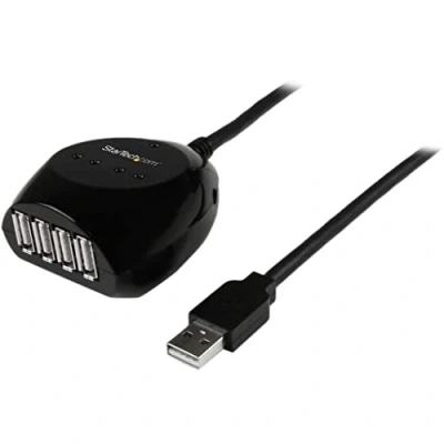 Image de StarTech.com Câble USB 2.0 actif de 15m Rallonge avec hub à 4 ports Noir (USB2EXT4P15M)