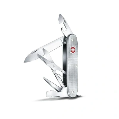 Image de Victorinox Pioneer X Alox Couteau de Poche Suisse, Léger, Multitool, 9 Fonctions, Lame, Ouvre Boite, Argent