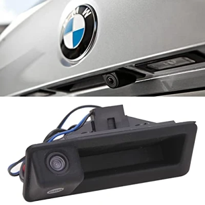 Image de 170 degrés Coffre de Voiture Poignée Caméra Recul, Recul Vue dos HD Stationnement Compatible avec BMW E60 E61 E70 E71 E72 E82 E88 E84 E90 E91 E92 E93 X1 X5