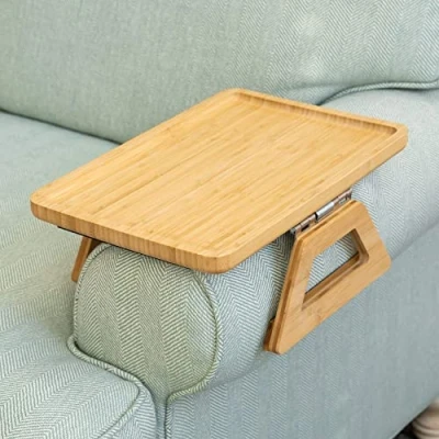 Image de Shamrock Home Table à Bras Clipser pour canapés Larges. Portable, TV et Tables d&#039;appoint Petits espaces. Stable Manger Boire (1, Beige, 35x24cm)