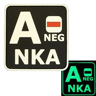 Image de Glow Dark ANEG A NKA Blood Type No Known Allergies Tactical Morale PVC Rubber Touch Fastener Patch