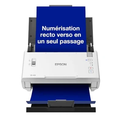 Image de EPSON WorkForce DS 410 Scanner de documents A4 600 DPI, USB, ADF, recto verso, détection double alimentation, protection du papier, 26ppm, design compact