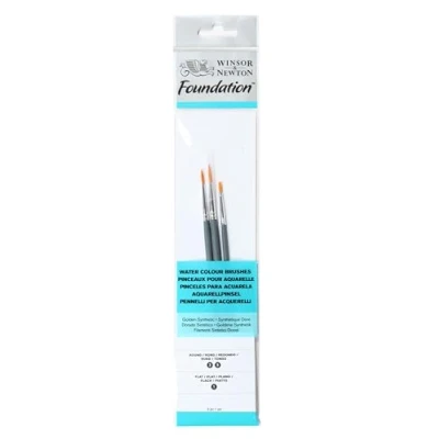 Image de Winsor &amp; Newton Foundation Pinceaux Aquarelle Synthétique Doré X3 1/3/5