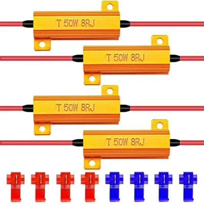 Image de KaTur Lot de 4 résistances charge pour clignotants à LED, feux plaque LED ou jour 50 W 8 ohm + attaches rapide