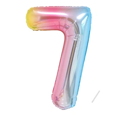 Image de numéro de ballon d&#039;anniversaire 7 ansBallon géant arc en ciel 40&quot; 101cm décoration d&#039;anniversaire. S&#039;envoler avec l&#039;hélium
