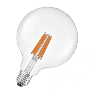 Image de OSRAM en forme de globe classique, avec filament LED décoratif, classe d&#039;efficacité énergétique A, E27, 2,2 W, 470 lm, 2700 K, blanc chaud. Sans échauffement, 100% d&#039;éclairage immédiat.