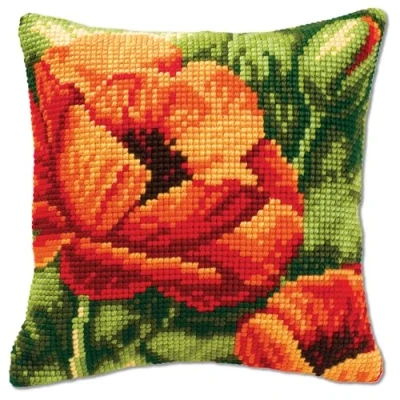 Image de Vervaco Kit coussin au point de croix Une fleure orange,Multicolore