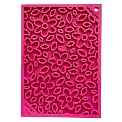 Image de SodaPup Flower Power eMat Tapis à lécher durable fabriqué aux États Unis partir de caoutchouc non toxique, sans danger pour les animaux compagnie, la stimulation mentale, éviter