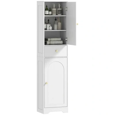 Image de Armoire salle de bain colonne HOMCOM placards tiroir et étagères réglables panneau particules 40x295x170cm blanc