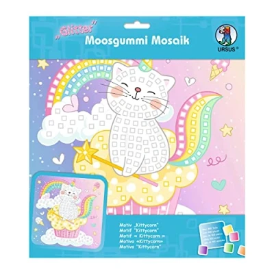 Image de Ursus Tableau mosaïque Paillettes « Kittycorn » Kit de Bricolage pour Une Image adhésive en Caoutchouc Mousse Environ 25 x cm avec Support, 10137328, coloré
