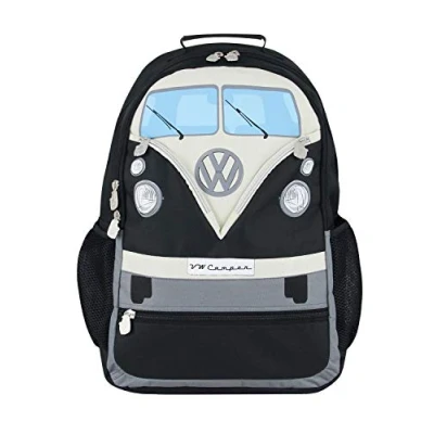 Image de BRISA VW Collection Sac à dos de randonnée et d&#039;école pour ordinateur portable au design Combi T1 (30 L/Grand/Avant du Combi/Noir)