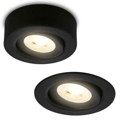 Image de Briloner Luminaire encastrable LED Desi, noir, Ø9cm, intensité variable, 3000K