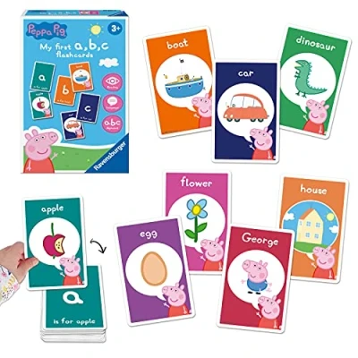 Image de Ravensburger Peppa Pig Mon Premier Jeu de Cartes Flash pour Enfants à partir 4 Ans Idéal l&#039;apprentissage précoce, la Reconnaissance d&#039;objets, l&#039;alphabet, Lecture et l&#039;orthographe