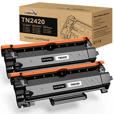 Image de colorfly TN2420 TN 2410 Toner Compatible pour Brother 2420 MFC L2710DW L2710DN HL L2350DW DCP L2530DW L2375DW L2750DW L2310D L2730DW L23777 0DN (2 Noir)