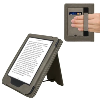 Image de kwmobile Étui Compatible avec Kobo Clara BW/Colour Coque à Rabat magnétique Tablette eReader Daim synthétique Gris
