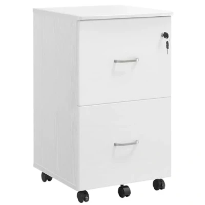 Image de VASAGLE Caisson Mobile, Classeur, 2 Tiroirs, Support d’Imprimante, Meuble de Bureau, Verrouillable, pour Documents au Format A4, Dossier Suspendu, Nécessite Montage, Blanc LCD027W46