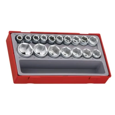 Image de TengTools 03570256 Jeu de douilles 17 héxagonal intérieur 1/2 carré intéreur / femelle
