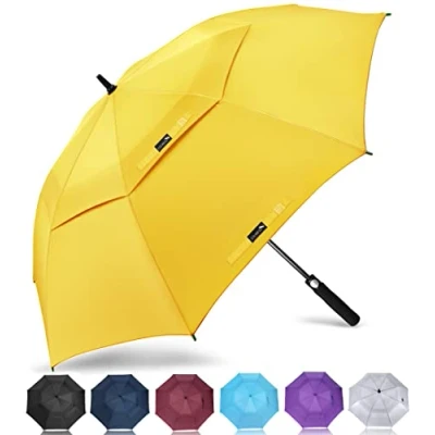 Image de ZOMAKE Grand Parapluie De Golf XXL Parapluies Grande Taille 2 3 Personnes Anti Tempete Extra Large Automatique Umbrella Double Canopée Homme Femme(Jaune)