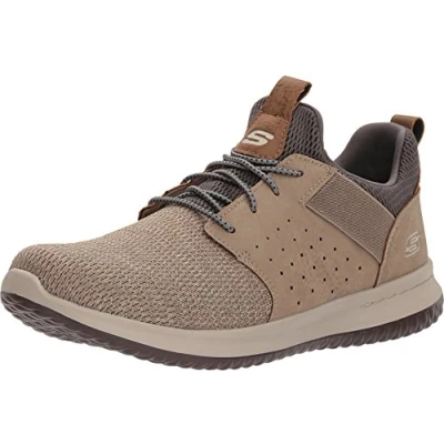 Image de Skechers Homme Coupe Classique Delson Camden Basket, Beige Taupe Mesh W Synthétique TPE, 44 EU