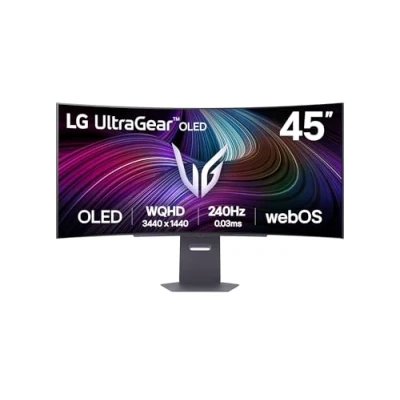 Image de LG UltraGear™ 45GX90SA B Ecran PC Gaming Incurvé 45&quot; dalle OLED résolution WQHD (3440x1440), 0.03 ms GtG 240Hz, DisplayHDR™ TrueBlack 400, DCI P3 98.5% (CIE1976), AMD FreeSync Premium, NVIDIA G Sync