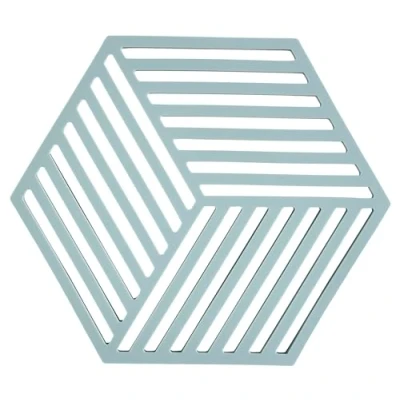 Image de Zone Denmark Dessous De Plat Hexagon en Silicone Design GéoméTrique Moderne Résistant À 250C Lave Vaisselle Dimensions 16 x 14 0,9 cm Bleu Brume