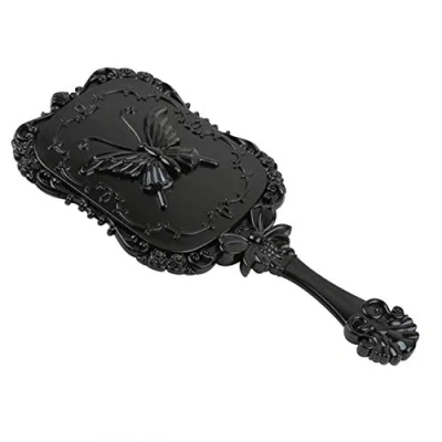 Image de Molinter Miroir à main pour salon de coiffure professionnel femme et homme rétro suspendu avec poignée (noir, L)