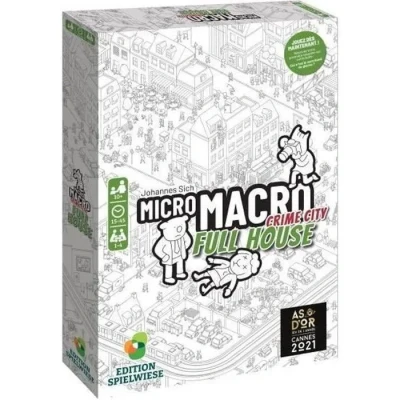 Image de MICRO MACRO : FULL HOUSE Jeu de société d&#039;enquêtes Pour toute la famille 10 ans et plus 1 à 4 joueurs Version française observation déduction As d&#039;or 2021 (jeu l’année)