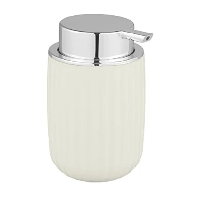 Image de WENKO Distributeur de Savon Agropoli Blanc crème, Rechargeable pour savons liquides, en Plastique Haute qualité et à la Surface structurée, 7,5 x 12,5 9 cm, contenance 250 ML