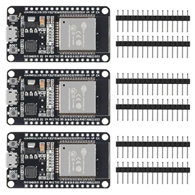 Image de 3 Pack ESP 32S ESP32 Carte de développement, antenne Module 2.4GHz WiFi+Bluetooth 2 en 1 Dual Core avec d&#039;énergie Ultra Basse, RF Amp Filtre AP STA Arduino IDE