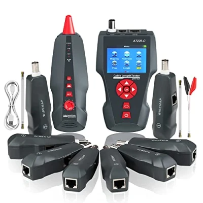 Image de Kolsol Testeur de Câble Réseau AT226 C avec Écran LCD, Cable Rj45, RJ11, BNC, PING/POE Traceur Electrique 8 Identificateur Ligne Téléphonique NF 8601W