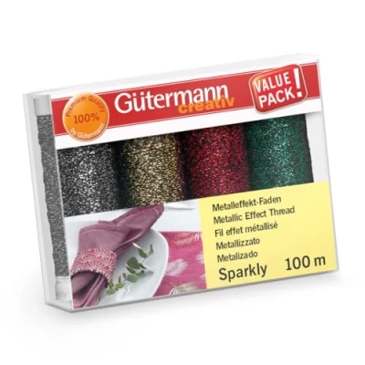 Image de Gütermann Fil Ensemble, Polyester, Multicolore, 100m, Set de 4 Pièces