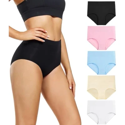 Image de wirarpa Culottes Gainante Femmes Coton Taille Haute Slips, Multicolor02 lot de 5, 34 36,XS