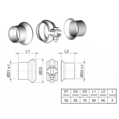 Image de ERNST 463089 Kit de réparation, tuyau d&#039;échappement PEUGEOT: 206 3/5 portes, 307 CC, CITROËN: Xantia Xsara Picasso