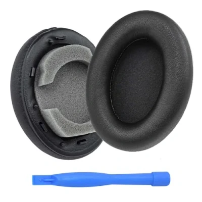 Image de Remplacement Coussinets d&#039;oreille pour Sony WH 1000XM3 Noise Cancelling Casque par MMOBIEL Memory Foam et Protein PU Coussinet de Rechange Noir