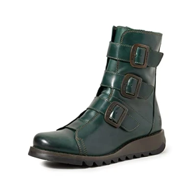 Image de Fly London Femme SCOP110FLY Bottes Motardes, Vert (Petrol 005), 40 EU