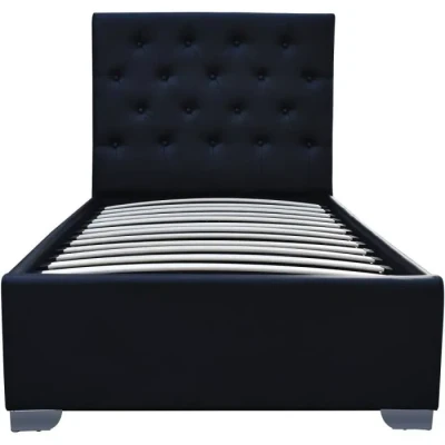 Image de Habitat et Jardin Lit Simple Tino en Simili Noir avec Coffre Rangements 90 x 190 cm Cadre de 1 Place Design Sommier à Lattes Tête Inclus