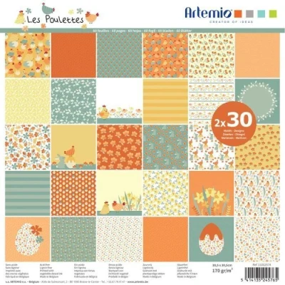 Image de Papier Scrapbooking ARTEMIO Les Poulettes 30 x cm 60 pages Multicolore