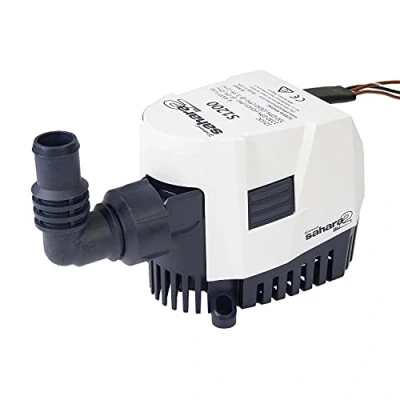 Image de Attwood 5512 7 Pompe de cale Sahara MK2 1200 GPH 12 Volts automatique sortie filetée et raccords tuyaux souples 1&quot; (25mm) &amp; 1 1/8&quot; (28mm)