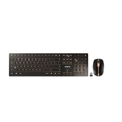 Image de CHERRY DW 9100 SLIM, ensemble clavier et souris sans fil, layout US International (QWERTY), connexion Bluetooth radio, rechargeable, noir argent