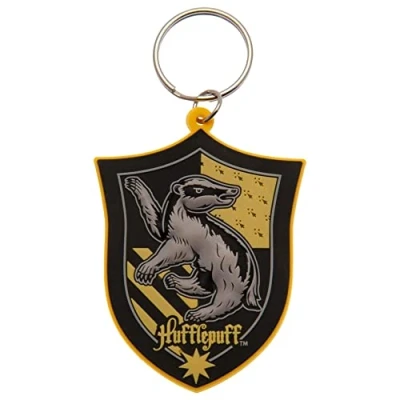 Image de HARRY POTTER Porte clés en caoutchouc avec blason de Poufsouffle Produit officiel