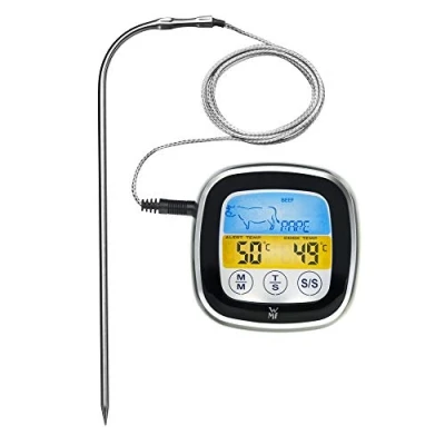 Image de WMF Thermomètre numérique pour barbecue, à viande, rôtir, avec 5 niveaux de cuisson, écran tactile LED, minuterie, support magnétique