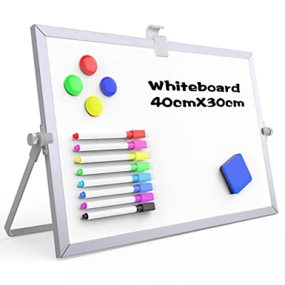 Image de OWill tableau blanc effacable à sec 30 x 40 cm,A3 magnetique avec support,cadre en aluminium,chevalet portable double face A3 pour le dessin l&#039;école et la maison
