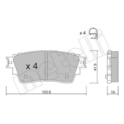 Image de METELLI 22 1160 0 Jeu de plaquettes frein contact signal d&#039;usure exclu MITSUBISHI: Eclipse Cross