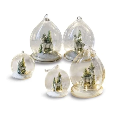 Image de Loberon Lot de 5 décorations Noël Winterforest Verre H/D env. 11.5/8.5 cm Transparent