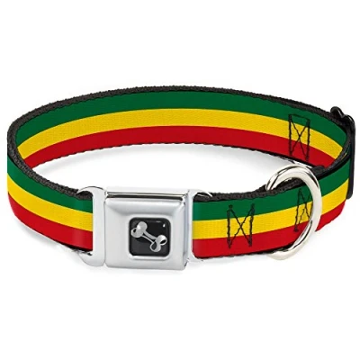 Image de Buckle Down Rasta Collier de Chien en Forme d&#039;os, Large/1566 cm