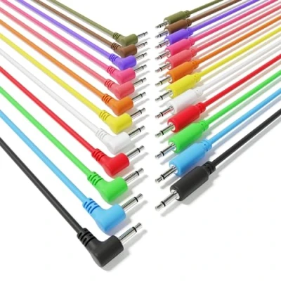 Image de ExcelValley 12 Pack Câbles Hybride Modulaires Mono Patch TS 3,5mm 1/8&quot;Eurorack Synth Synthétiseur [15cm 6&quot;]